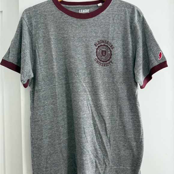 League Men's Gray Tee with Maroon Trim - Picture 1 of 1
